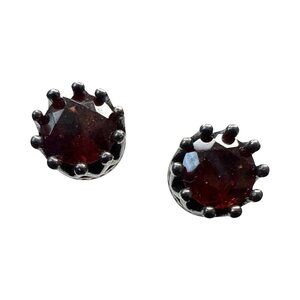 Garnet red crown earrings unisex gemstone jewelry fashion accessories NEW